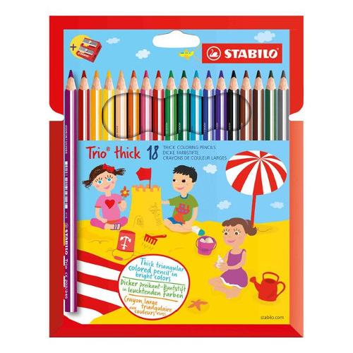 Stabilo Set matite colorate maxi per bambini sezione triangolare 18 pz Thick TRIO Colori assortiti 203 2 18