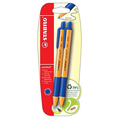 Stabilo Set penne a sfera scatto 2 pz tratto Medio - 0,5 mm POINTBALL Blu B 43716 10