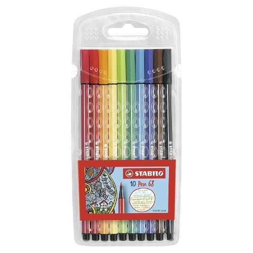 Stabilo Pennarelli disegno standard sezione esagonale 10 pz tratto Medio - 1,0 mm PEN68 colori assortiti 6810 PL