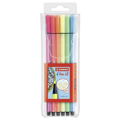 Stabilo Pennarelli disegno standard sezione esagonale 6 pz tratto Medio - 1,0 mm PEN68 colori assortiti fluo 6806 1