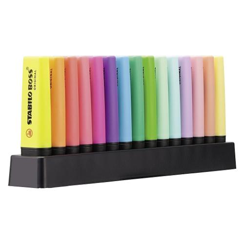 Stabilo Set evidenziatori punta scalpello 15 pz con stand BOSS ORIGINAL Colori assortiti 7015 01 5