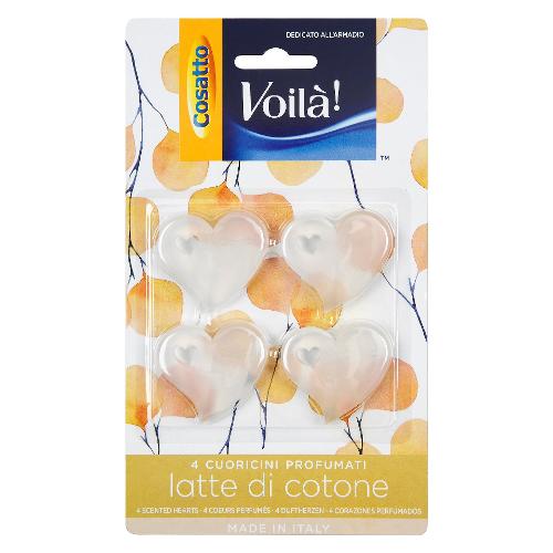 Cosatto Profumatore armadio Cuori 4 pz Latte di Cotone VOILÁ Bianco VL PB C004
