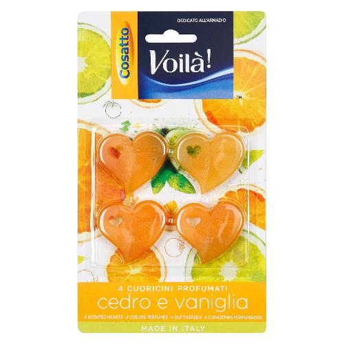Cosatto Profumatore armadio Cuori 4 pz Cedro e Vaniglia VOILÁ Giallo VL PB C002