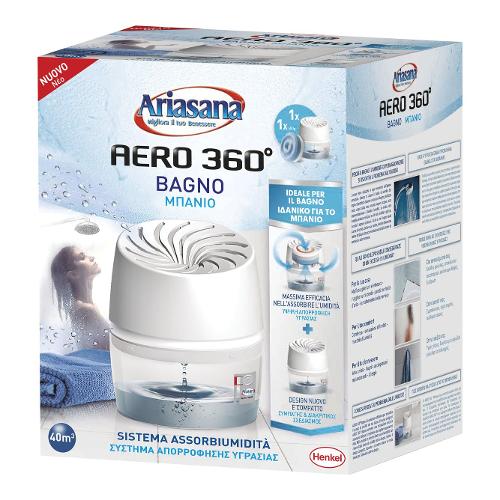 Ariasana Assorbiumidità kit contenitore AERO 360 Bagno Tab 450 gr inclusa Inodore 2366100