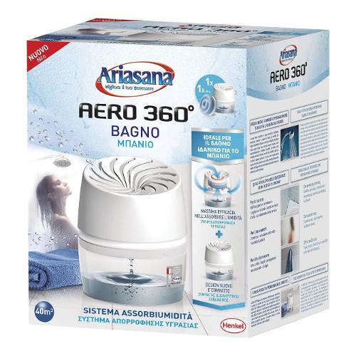 Assorbiumidità kit contenitore ARIASANA Aero 360 Bagno Tab 450 gr inclusa  Inodore 2366100