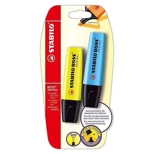 Stabilo Set evidenziatori BOSS ORIGINAL Giallo e Azzurro B 10425 10 Blister 2 pz