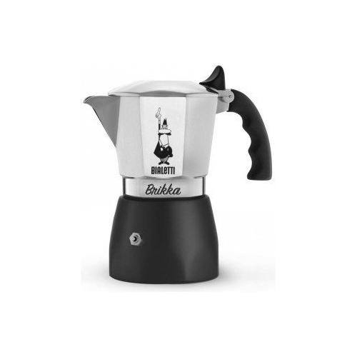 Bialetti Caffettiera Alluminio 2 Tazze BRIKKA Cromo satinato e Nero 0006782