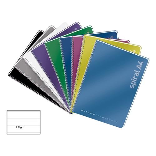 Mitama Quaderno con spirale 1R (1 rigo) A4 COLORTOUCH assortito 62025