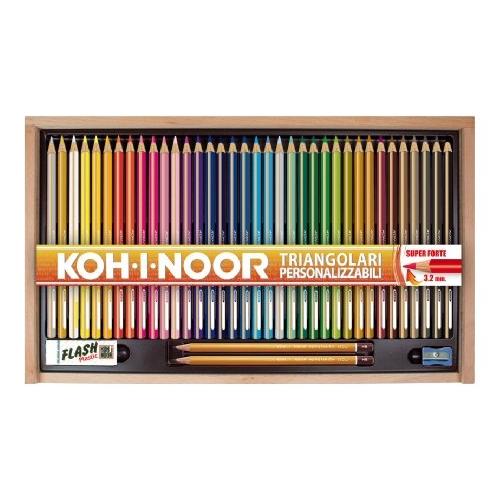 Koh I Noor Set matite colorate classiche sezione triangolare 36 pz scatola legno POLDO Colori assortiti H36P