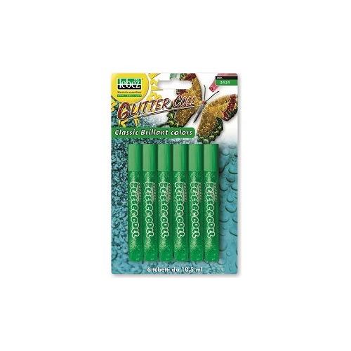 Lebez Colla glitter Verde 6 tubetti 10,5 ml 5131 V