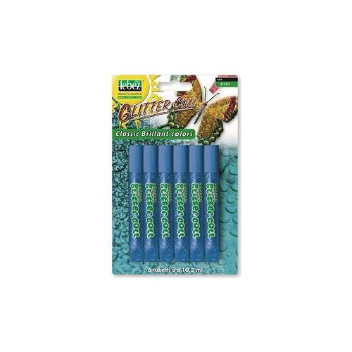 Lebez Colla glitter Blu 6 tubetti 10,5 ml 5131 BL