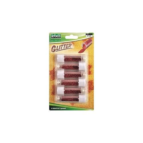 Lebez Colla glitter Porporina Rosso 6 Tubetti 2 gr 5134 R