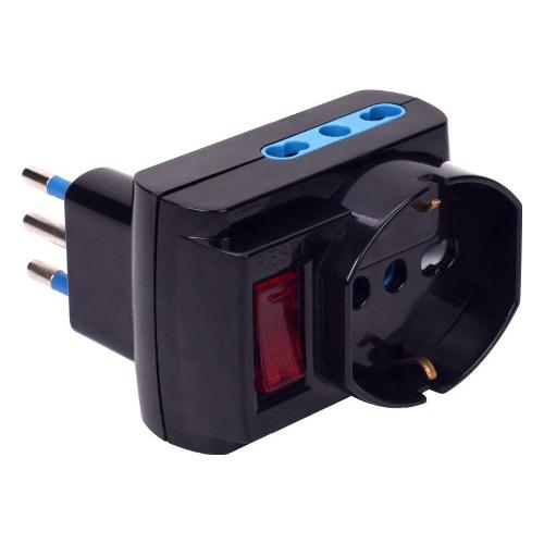 Adattatore elettrico multi presa con interruttore Nero PP2386 1