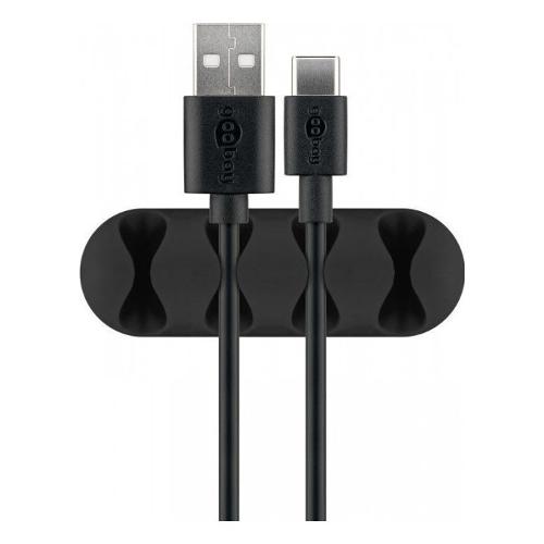 Goobay Passacavi Set 2 Fermacavo da Scrivania a Quattro Posti Black ISWT CL 4SLBK