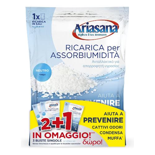 Ariasana Assorbiumidità sali ricarica 3 buste da 450 gr Inodore 2400730