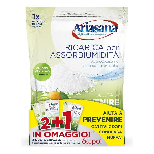 Ariasana Assorbiumidità sali ricarica 3 buste da 450 gr Agrumi di Sicilia 2400732