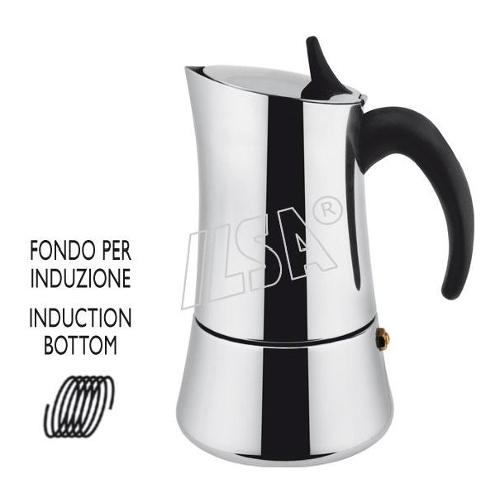 Caffettiera 4 Tazze MOKA INDUCTION Cromo e Nero 0006934