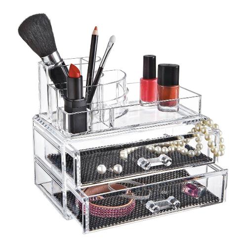 Domoliving Ordina trucchi con 2 cassettini ULTRA STORAGE Trasparente (18,8x12,7x15,7 cm) 911530