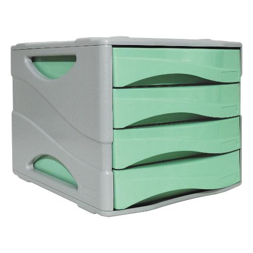 Arda Cassettiera documenti KEEPCOLOUR PASTEL 4C Verde e Grigio (28,9x38x25,4 cm) 15P4PPASV