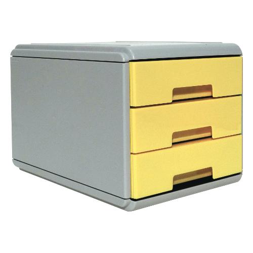 Arda Cassettiera documenti KEEPCOLOUR PASTEL 3C Giallo e Grigio (17,7x25,5x16,5 cm) 19P3PPASG