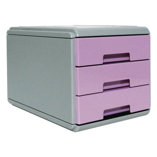 Arda Cassettiera documenti KEEPCOLOUR PASTEL 3C Lilla e Grigio (17,7x25,5x16,5 cm) 19P3PPASVI