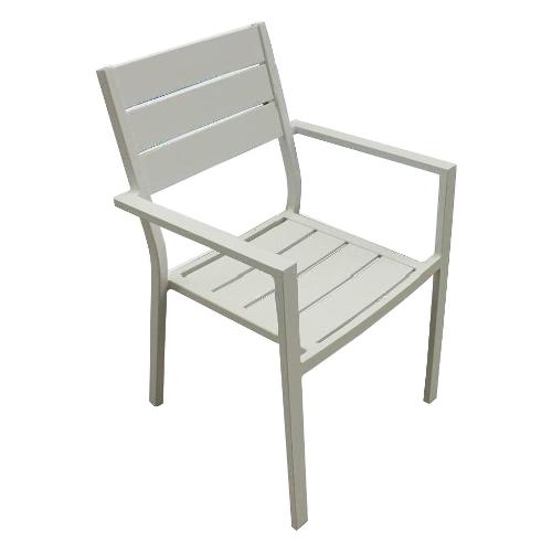 Amicasa Sedia con braccioli alluminio KARIM Bianco LS TC 805