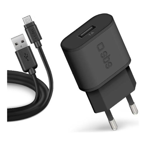 Sbs Caricabatterie MicroUSB, USB Type-A WALL CHARGER KIT 5W Black TETRKITMIC1ASTD