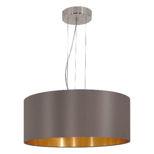 Eglo Sospensione MASERLO Nickel opaco, Cappuccino e Oro (53x110cm) 31608 3 luci - E27 - Max 180W