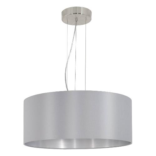 Eglo Sospensione MASERLO Nickel opaco, Grigio e Argento (53x110cm) 31606 3 luci - E27 - Max 180W