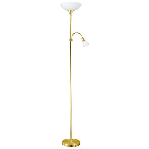 Eglo Lampada da terra UP 2 Bianco e Ottone opaco 82843 (27,5x176,5cm) 2 luci - E27/E14 - Max 85W