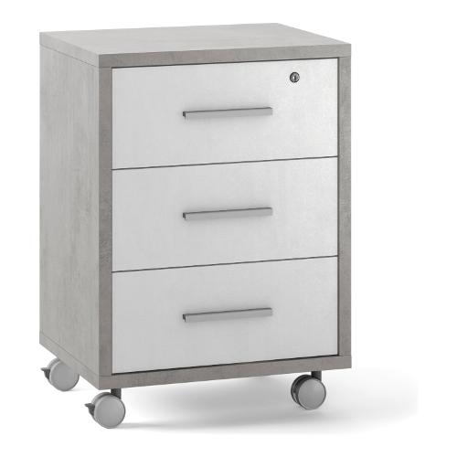 Sarmog DOUBLE Db733 Cassettiera ufficio 3 Cassetti Cemento e Ossido bianco (50cm)