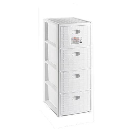 Stefanplast Cassettiera salvaspazio 4C Slim (30x40x80cm) ELEGANCE Bianco 30300