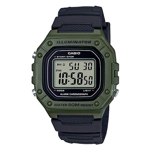Casio Orologio COLLECTION Green e Black W 218H 3AVEF