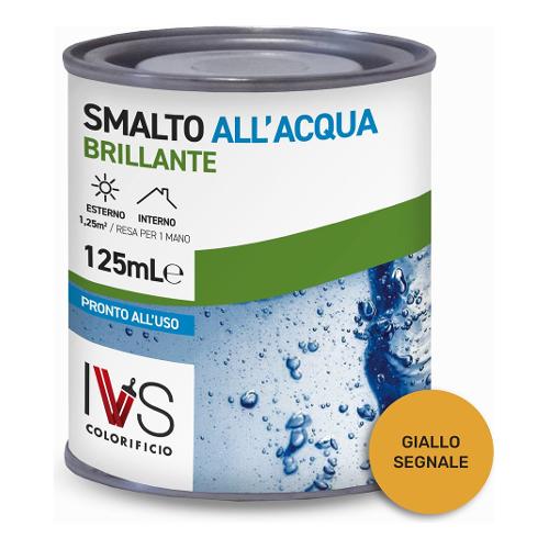 Ivs Smalto acqua brillante inodore giallo segnale ral 10 barattolo 125 ml CF2030