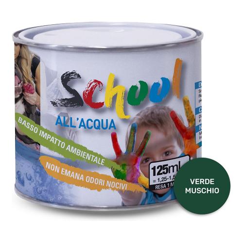 Ivs Smalto acqua brillante inodore SCHOOL verde muschio ral 6005 barattolo 125 ml CF2042