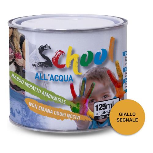 Ivs Smalto acqua brillante inodore SCHOOL giallo segnale ral 10 barattolo 125 ml CF2043