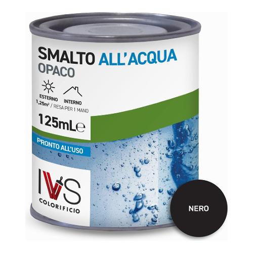 Ivs Smalto acqua satinato inodore nero barattolo 125 ml CF2023