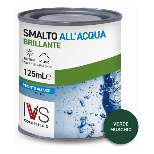 Ivs Smalto acqua brillante inodore verde muschio ral 6005 barattolo 125 ml CF2029