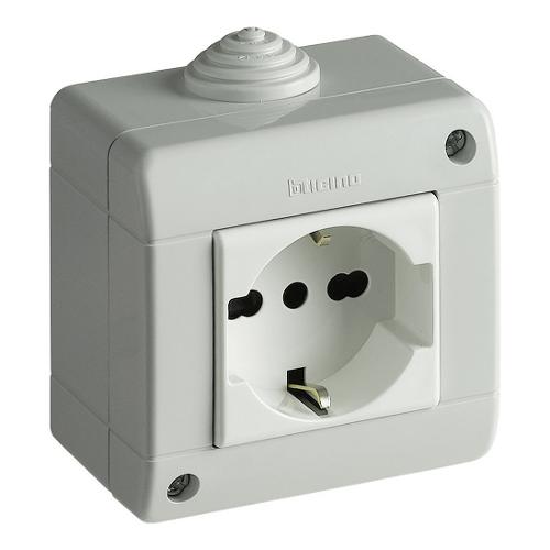 Bticino Scatola elettrica completa Con Presa IDROBOX grigio e bianco S25402V16F