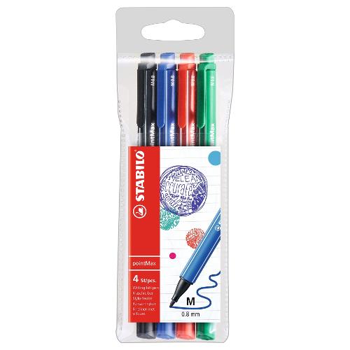 Stabilo Pennarelli per scrittura sezione esagonale 4 pz tratto Medio - 0,8 mm POINTMAX colori assortiti 488 4