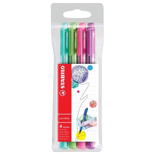 Stabilo Pennarelli per scrittura sezione esagonale 4 pz Spring tratto Medio - 0,8 mm POINTMAX colori assortiti 488 4 1