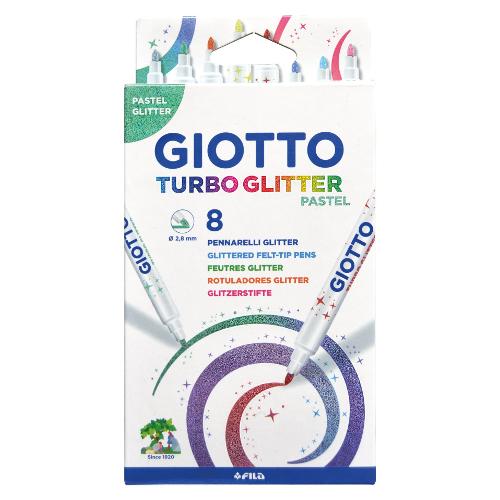 Fila Pennarelli disegno glitterati sezione tonda 8 pz tratto Medio - 0,8 mm GIOTTO TURBO GLITTER colori assortiti pastel 426300