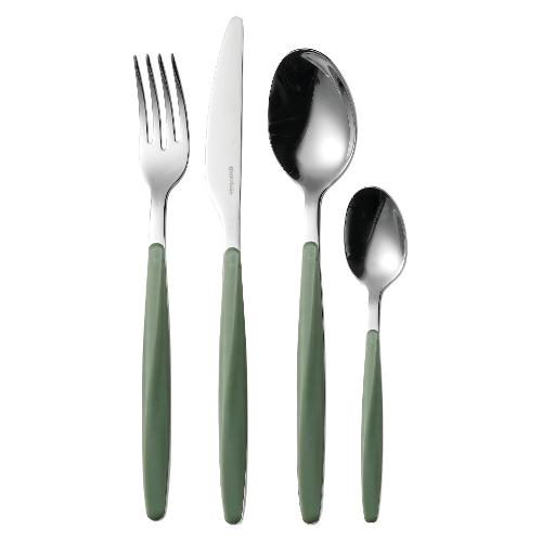 Guzzini Set posate tavola 24 pz Inox MY FUSION Verde 110700175