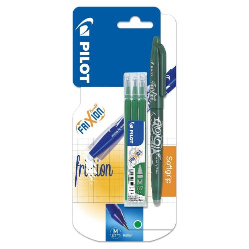 Pilot Penna cancellabile sfera cappuccio con ricambi tratto Medio - 0,7 mm 3 refill Ball FRIXION Verde gel 3802135