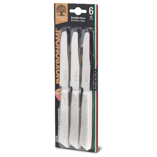 Coltellerie Inox Bonomi Set coltelli 6 pz Legno bianco 60006S