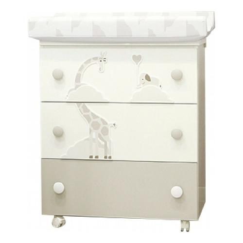 Pali Bagnetto fasciatoio 3 cassetti (76x45x90cm) SAVANA Bianco e Tortora 0533Savana