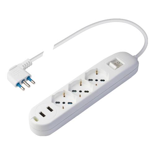 Poly Pool Multipresa tavolo 3 uscite; 2 prese USB 10/16A Bianco PP2526