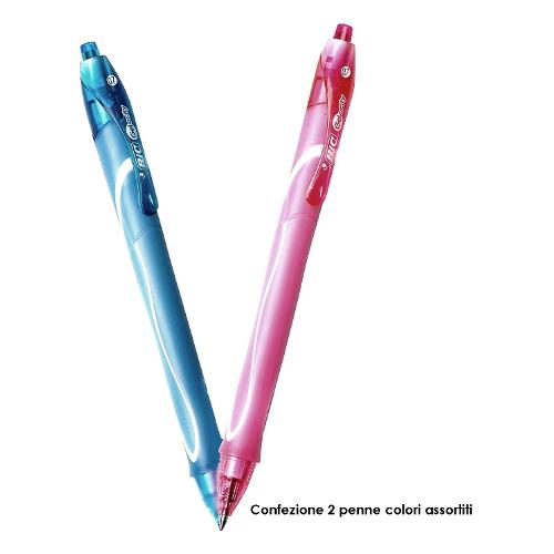 Bic Set penne a sfera roller scatto 2 pz tratto Medio - 0,7 mm Quick Dry GEL OCITY assortito 968452