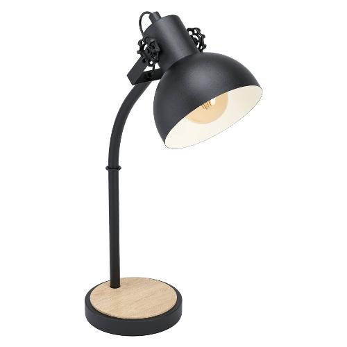 Eglo Lampada tavolo LUBENHAM Nero e Legno (18x57cm) 43165 1 luce - E27 - Max 28W
