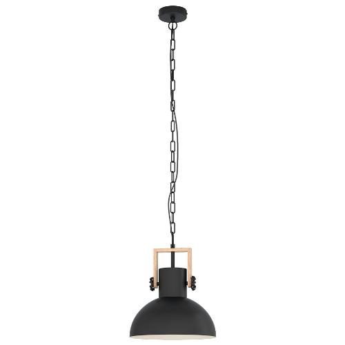 Eglo Sospensione LUBENHAM Nero e Legno (30x110cm) 43162 1 luce - E27 - Max 28W